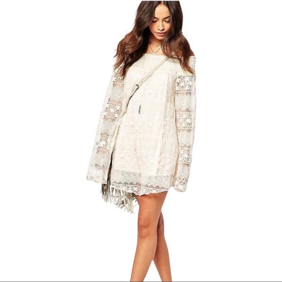 Band of Gypsies Lace off the shoulder swing dress - Picture 4 of 14